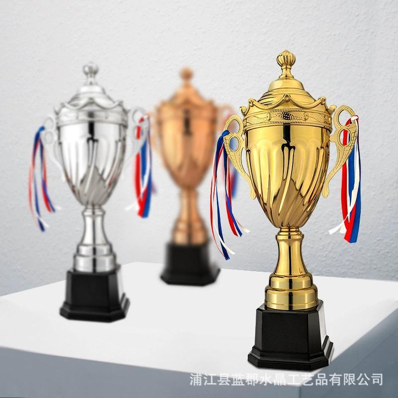 Creative metal trophy for basketball and football competition honor gold cup for children kindergarten