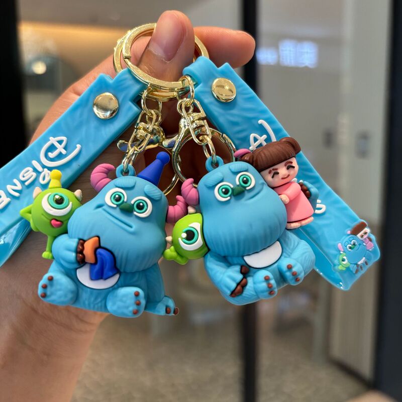 New big eye hair strange key chain pendant car bag cute couple key chain small gift doll ornaments