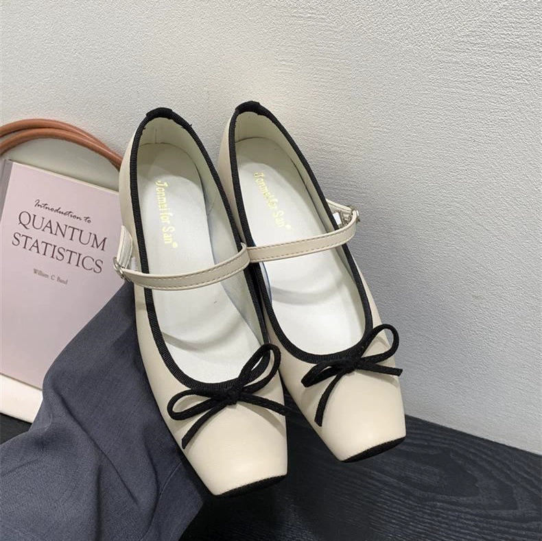 Балетки Mary‑Jane с бантом и ремешком, в стиле Chanel, весенние, размеры 35–39