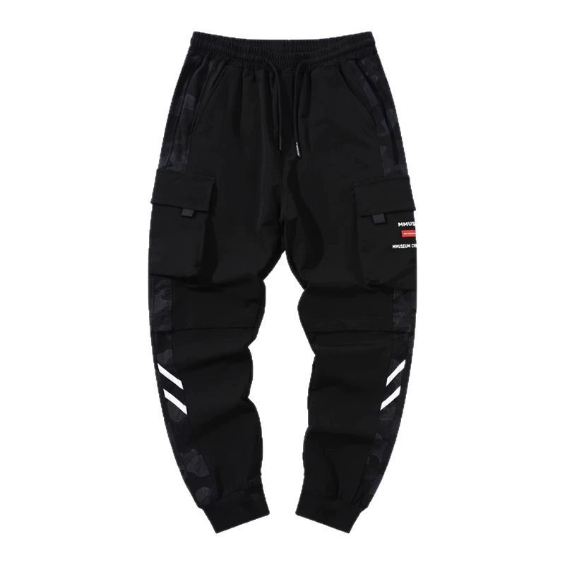 Casual oversized cargo trousers, Korean retro 2025 trend, black, sizes S–5XL