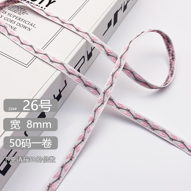 Chuanzhou ropa accesorios de encaje de poliéster jacquard banda 8MM flores decoración universal borde de zapatos accesorios gorra