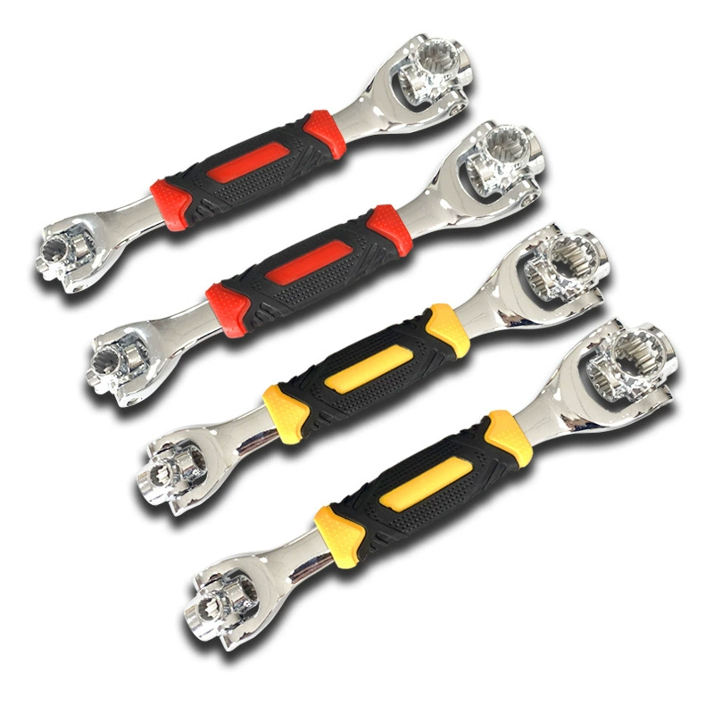 Ouma Tools customized eight-in-one double-head multi-purpose rubber handle thickened sleeve movable 360-degree rotating wrench