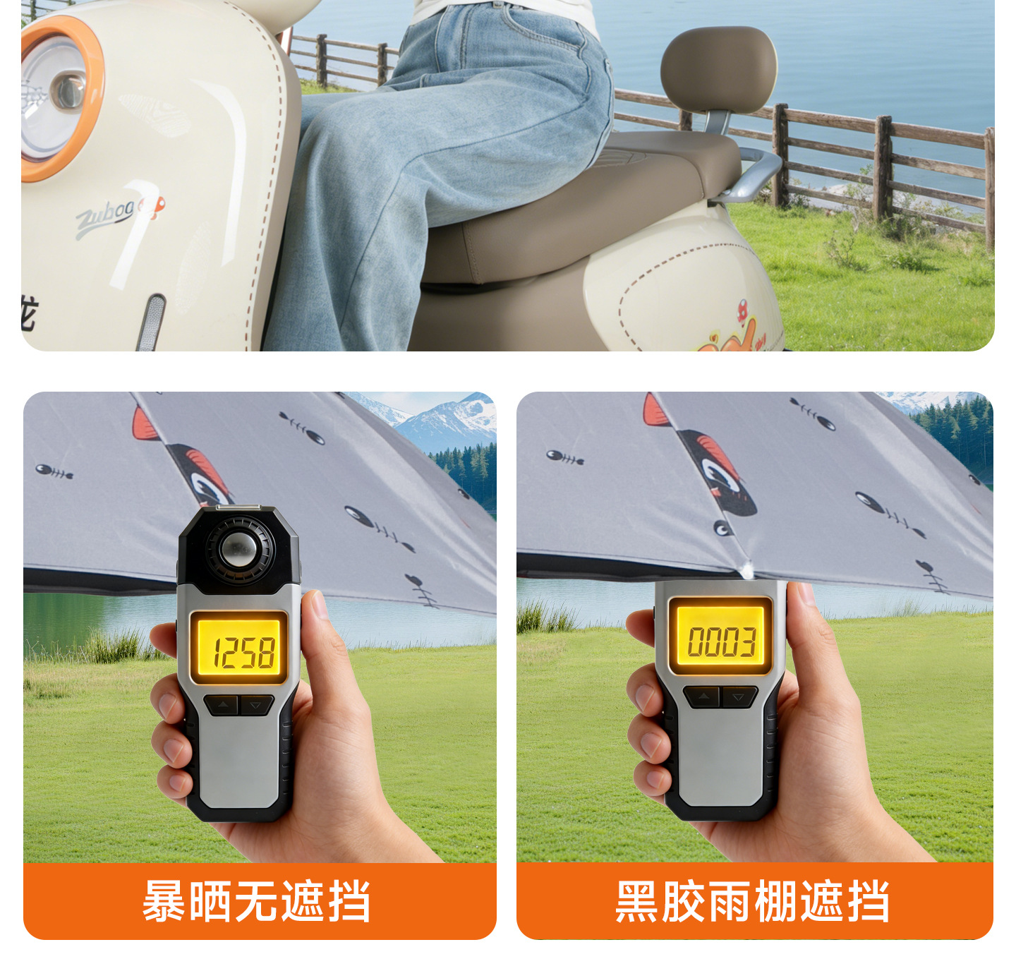Electric Scooter Umbrella, Thickened and Detachable, Safety Sunshade and Rain Cover, New Model Sunshade Canopy for Motorcycles