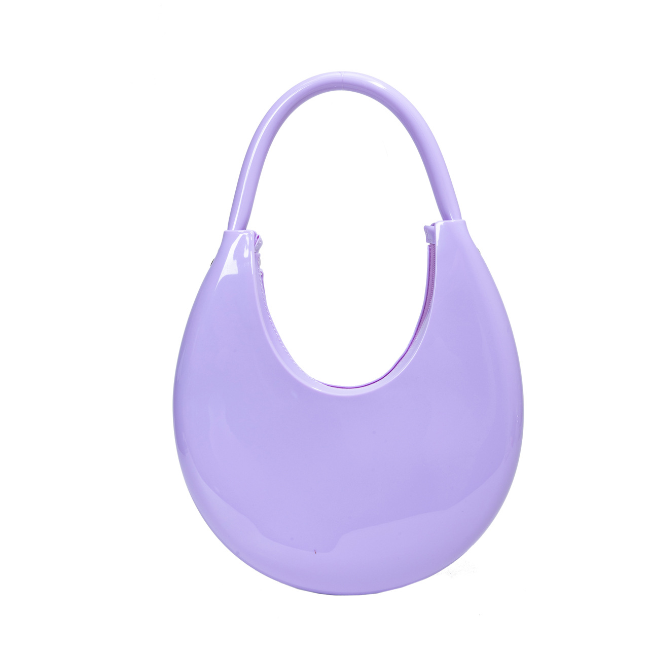 Cross-Border Trendy Minimalist Versatile Underarm Crescent Bag, Individual Texture Solid Color Plastic Shoulder Bag For Women - Thumbnail 5