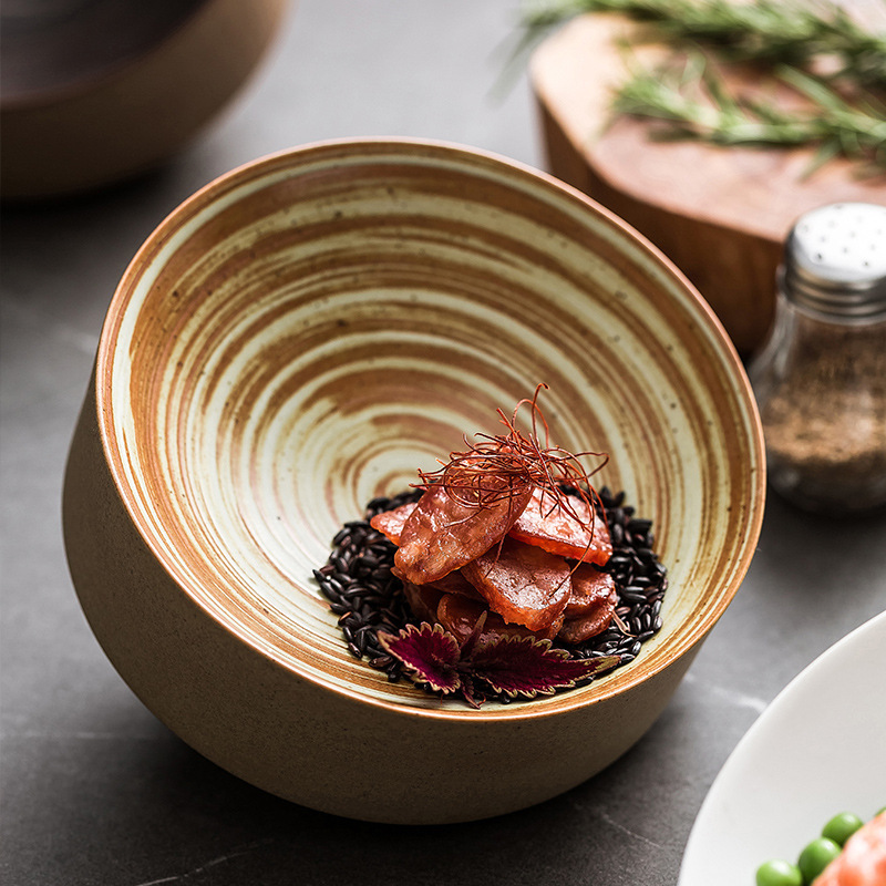Clearance Stoneware Furnace Iced Tea Retro Bevelled Dim Tice Bowl Artistic Conception Single Dishes Abalone Display Bowl
