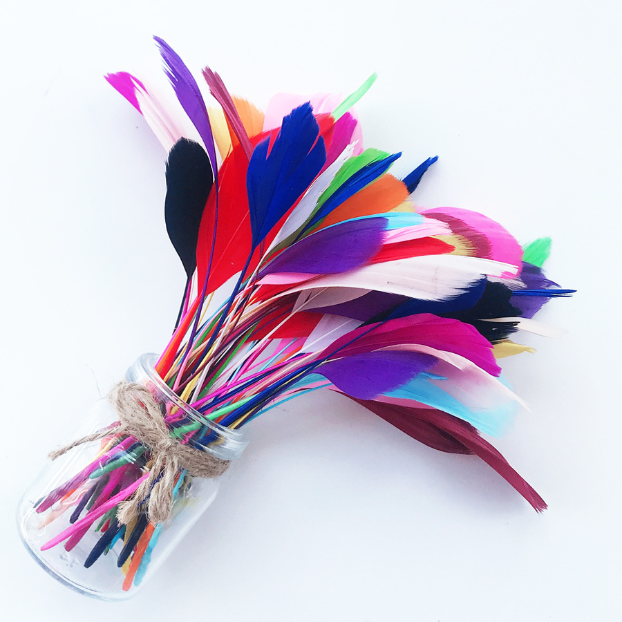 现货公鸡尾毛撕头手撕鸡毛多色散装蛋糕插件羽毛耳环饰品辅料批发