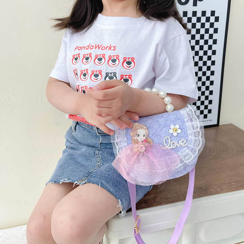 Bolso DE LOS NIÑOS 2022 nuevo lindo princesa perla bolso bandolera al por mayor encaje accesorios bolsa pequeña bolsa redonda
