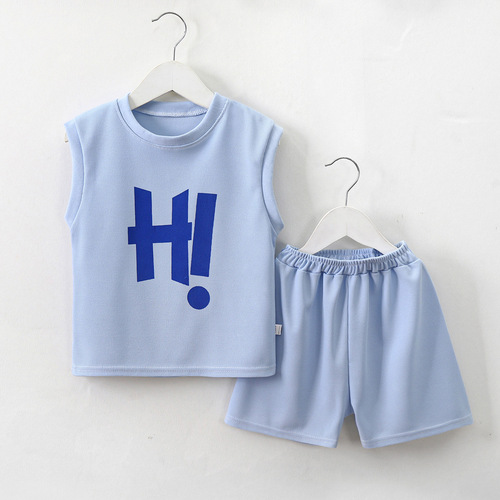 Children's vest suit summer new boys' sleeveless suit Korean style breathable summer clothing children's clothing wholesale two-piece set