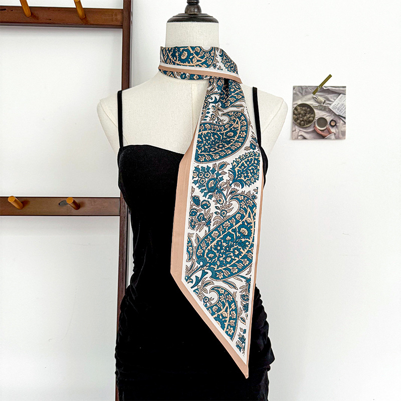 Bufanda de seda, atmósfera coreana, nuevo temperamento, cinta de esquina afilada de moda, cinturón de seda de imitación, bufanda con cuello