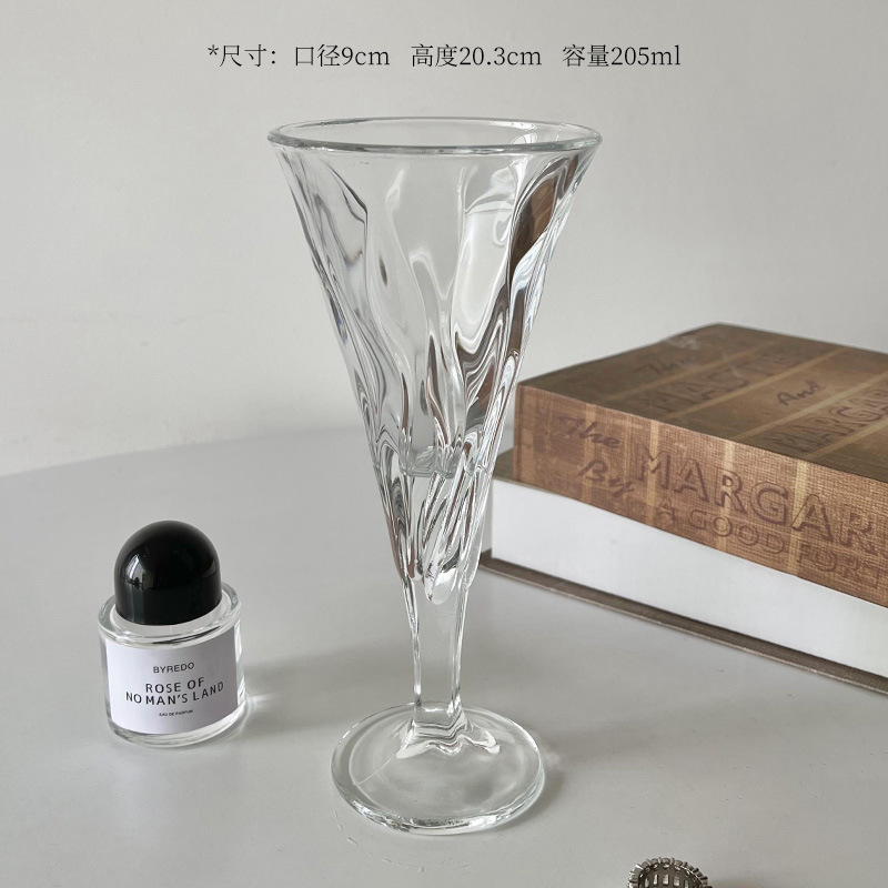 Taza de champán en relieve retro estilo ins francés copa de vidrio copa de vino tinto copa de jugo copa de bebida bar KTV