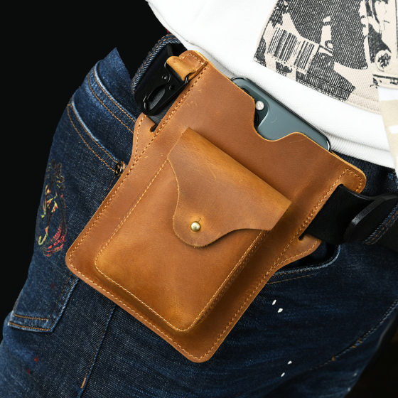 Cross-border Men's Mobile Phone Bag Cigarette Hanging Waist Bag Multifunctional Tools Sports Running Outdoor Leather Cover Anti-lost