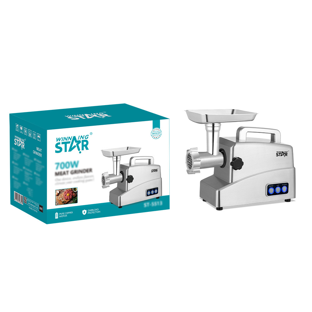 Winningstar transfronteriza Británico Europeo estándar de acero inoxidable hogar picadora de carne máquina de salchicha multifunción máquina de picar carne eléctrica
