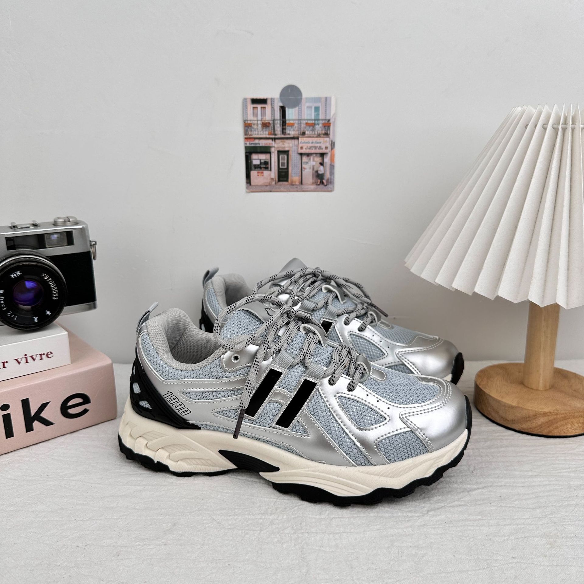 Yuanbo zapatos de papá y mujer 2025 otoño nuevo estilo versátil malla transpirable de fondo grueso elevados zapatos deportivos casuales