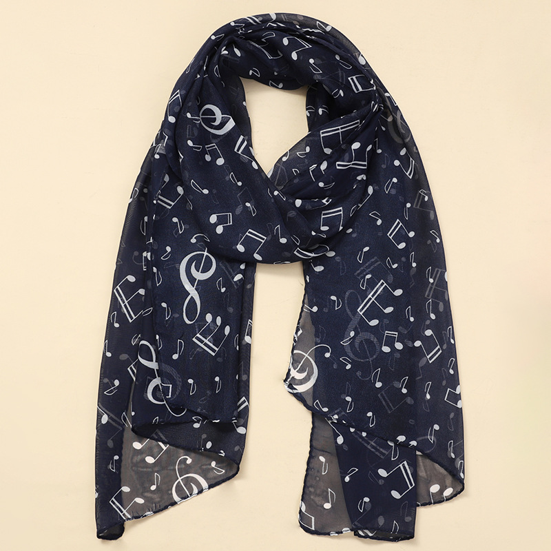 60g Weight Scarf Classification Daily Occasion Chiffon Material Color Block, Leopard, Notes Pattern All Seasons Season Women's Gender Elegant, Simple Style Style Women's Elegant Simple Style Color Block Leopard Notes Chiffon Scarf 11