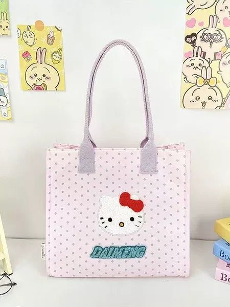 Autumn and Winter Satchel New Hello Kitty One-Shoulder Cartoon Cute Handbag Large Capacity Tote Cosmetics Bag