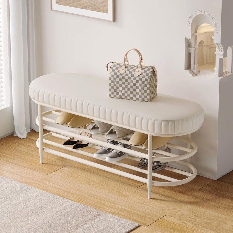 Cambio de zapatos en la puerta del taburete, bolso suave para el hogar, taburete para zapatos, gabinete de zapatos, taburete para sentarse en una puerta