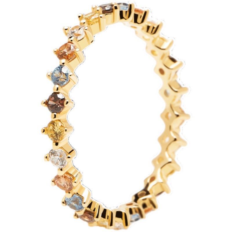 Fashion Simple Style Geometric Sterling Silver Rings Plating Artificial Gemstones 925 Silver Rings 1