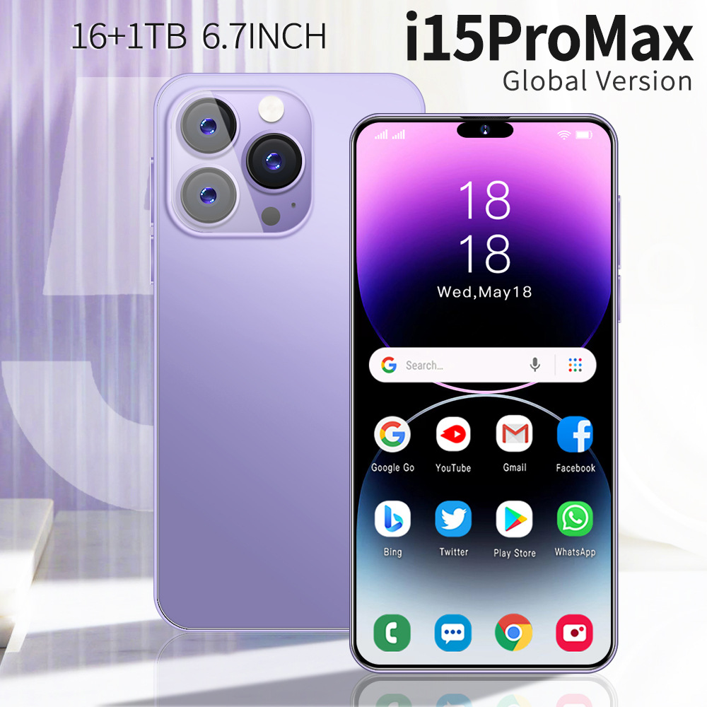 Cross-border 16+1T smart phone i15 ProMAX HD 6.8 large screen foreign trade spot new smart phone wholesale