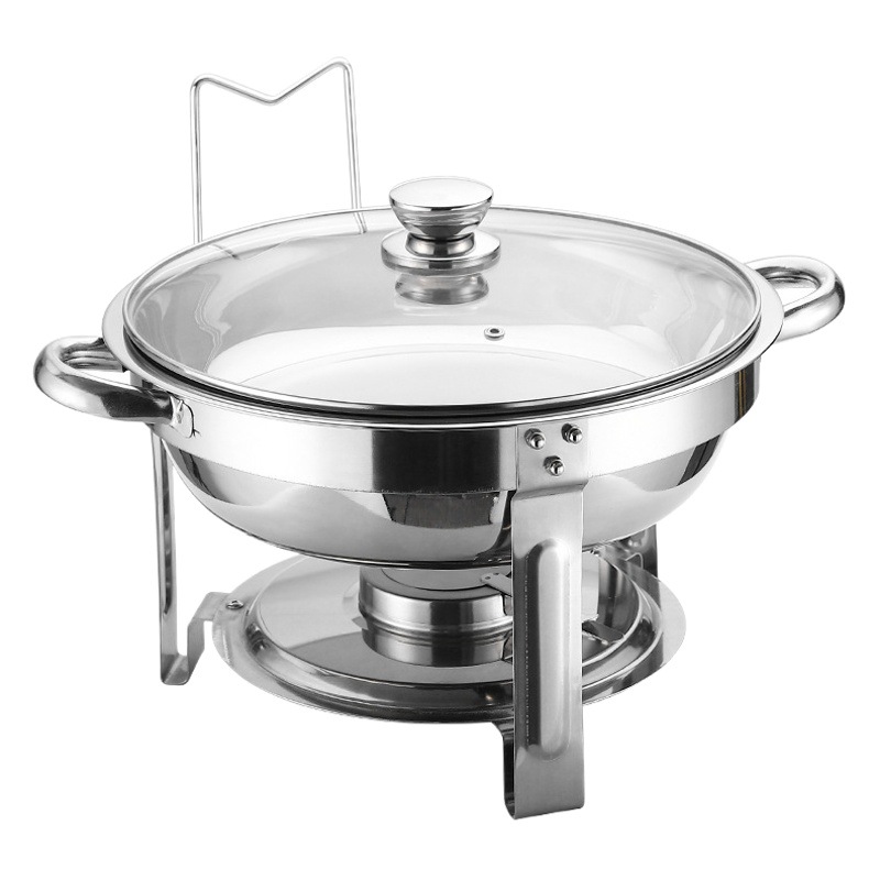 Cross-border supply stainless steel buffet stove hotel insulation stove restaurant Golden round alcohol stove food heater