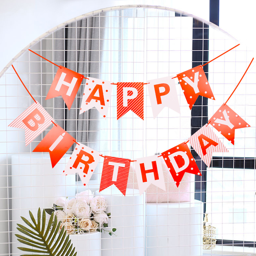 New Black Striped Tail Birthday Party Decoration Bunting Red Fish Tail Flag Amazon Alphabet Banner