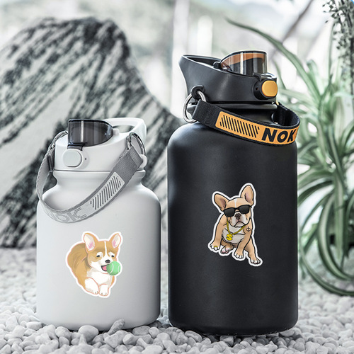 50 Cute Cartoon Dog Graffiti Stickers Water Cup Computer Refrigerator Mobile Phone Decorative Stickers Waterproof Wholesale