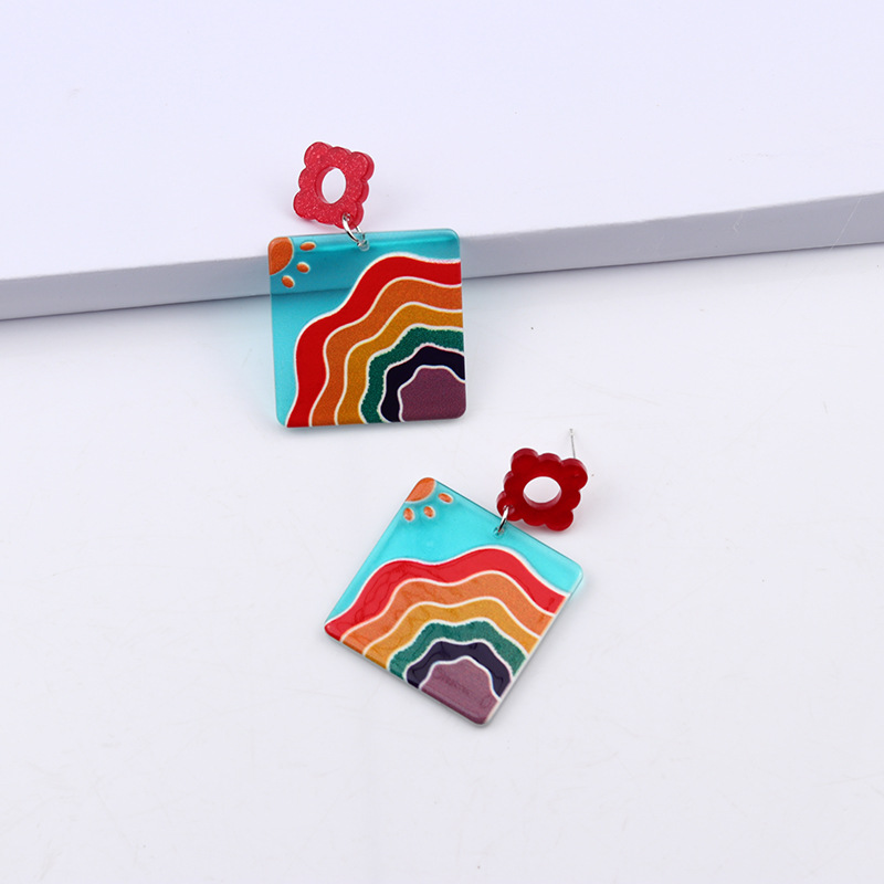 18g Weight Drop Earrings Classification 1 Pair Quantity Daily Occasion Acrylic Material Flower Pattern Women'S Gender Stoving Varnish Design Retro Style 1 Pair Retro Flower Stoving Varnish Arylic Drop Earrings 1