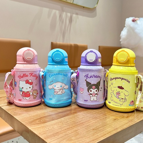 Sanrio Kuromi children's thermos cup for female students with high-looking food grade 316 stainless steel straw cup
