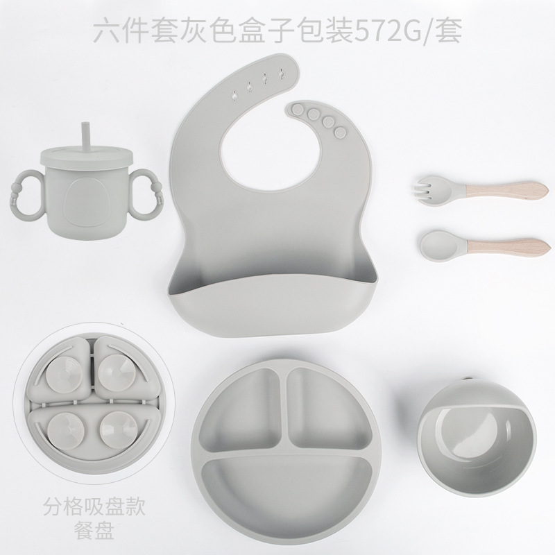 Placa de almuerzo de ventosa resistente a caídas de silicona de grado alimenticio Dumo Baby Juego de tazón Placa de almuerzo de silicona