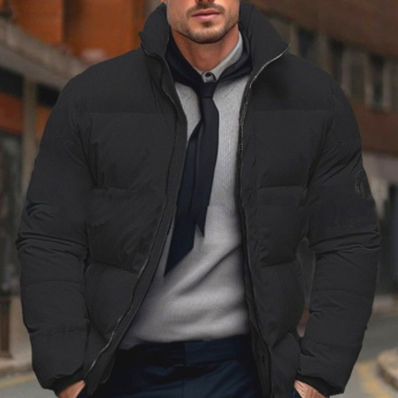 Cross-border autumn and winter foreign trade men's thick cotton-padded coat, European size label cotton-padded jacket, puffer jacket, casual plus size cotton-padded coat