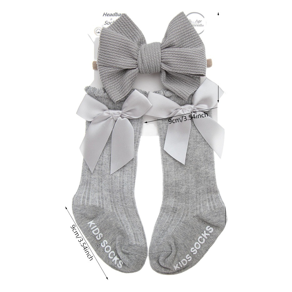 Calcetines de banda para el cabello de los nuevos niños europeos y americanos traje arco decoración media pantorrilla Calcetines antideslizantes calcetines de arrastre foto accesorios para el cabello