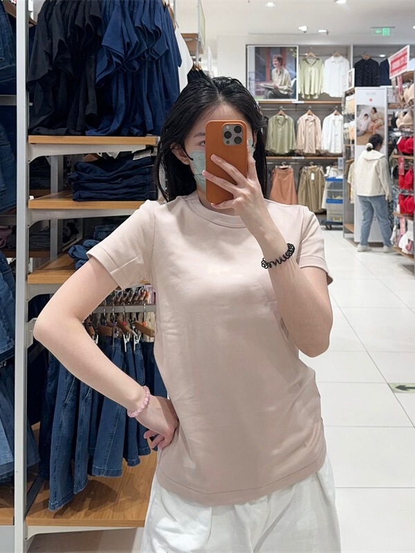 日単大家品質協力金氷爽夏正肩純色百合丸襟半袖打底tシャツ465754|undefined