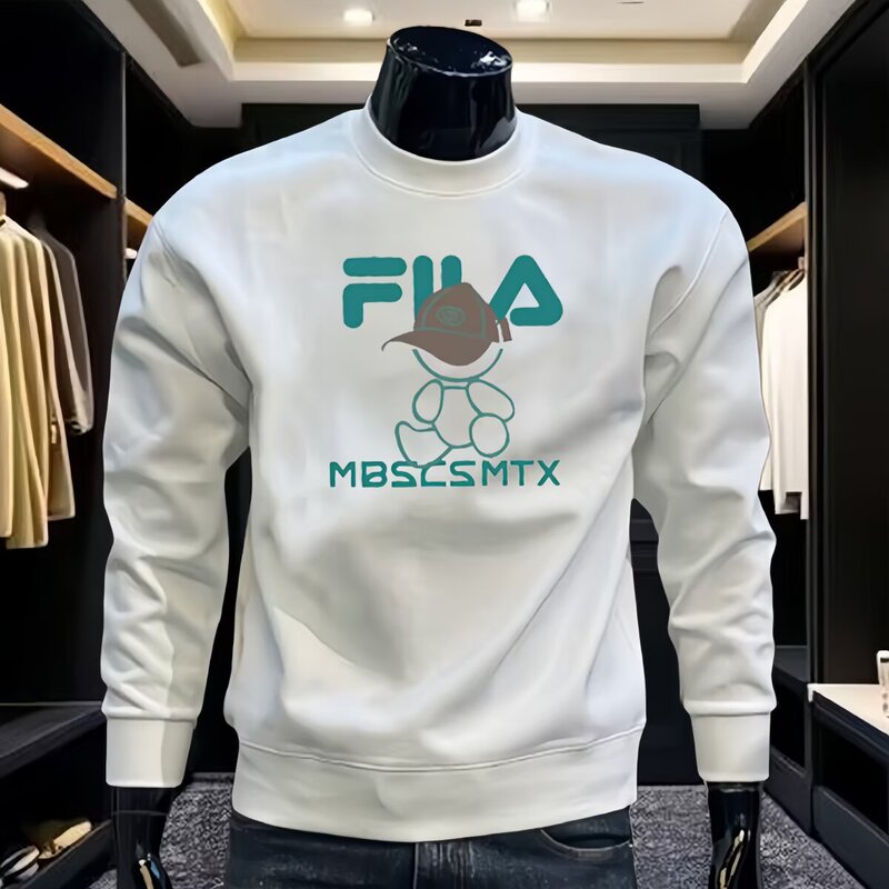 Casual Bear Print Sweatshirt 2025 Autumn and Winter Handsome and Fashionable Multi-Style Versatile Work Clothing Slim Men's Top
