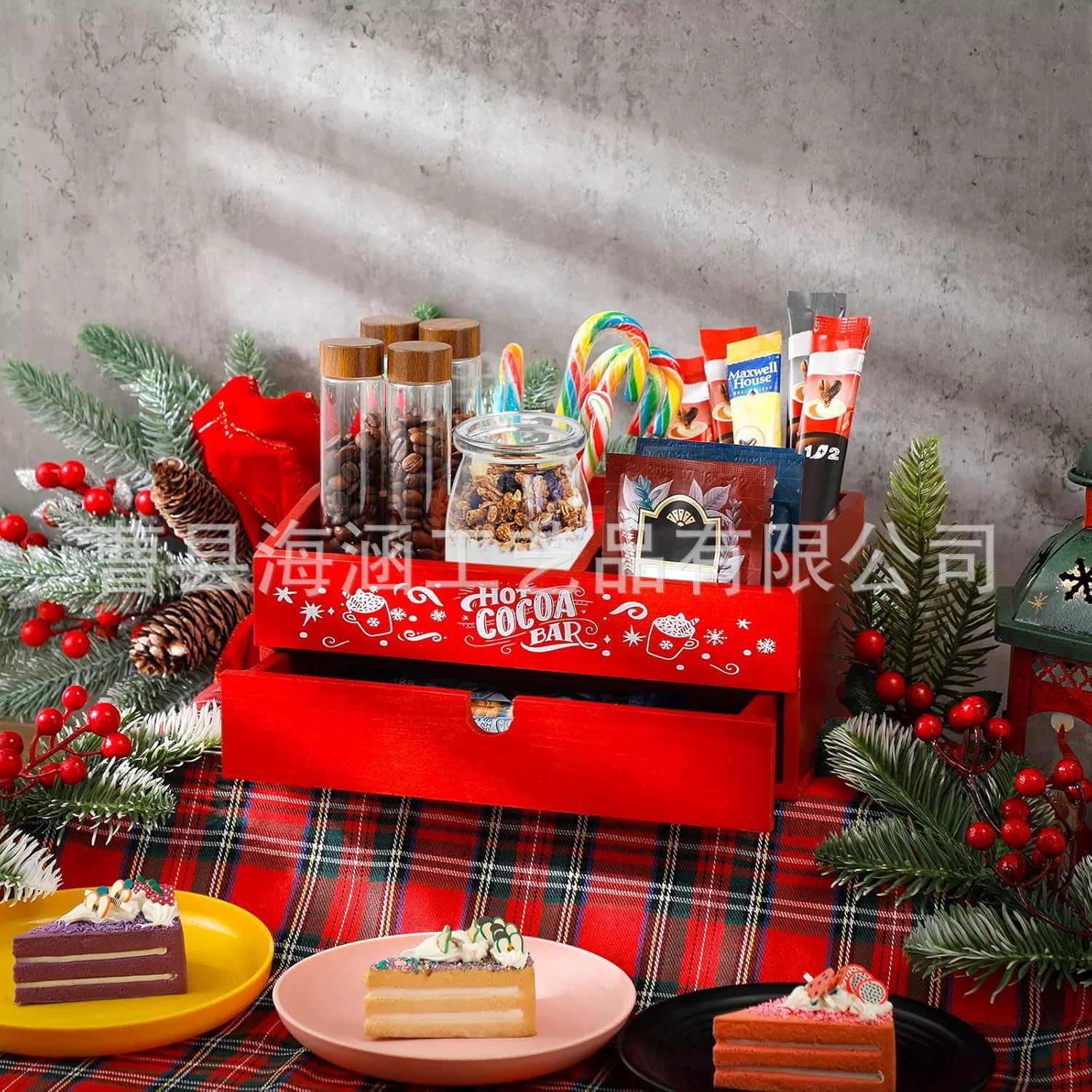 Деревянная коробка для хранения Горячее какао украшение Рождество милые деревянные ящики для хранения Рождественские цветные ящики для хранения