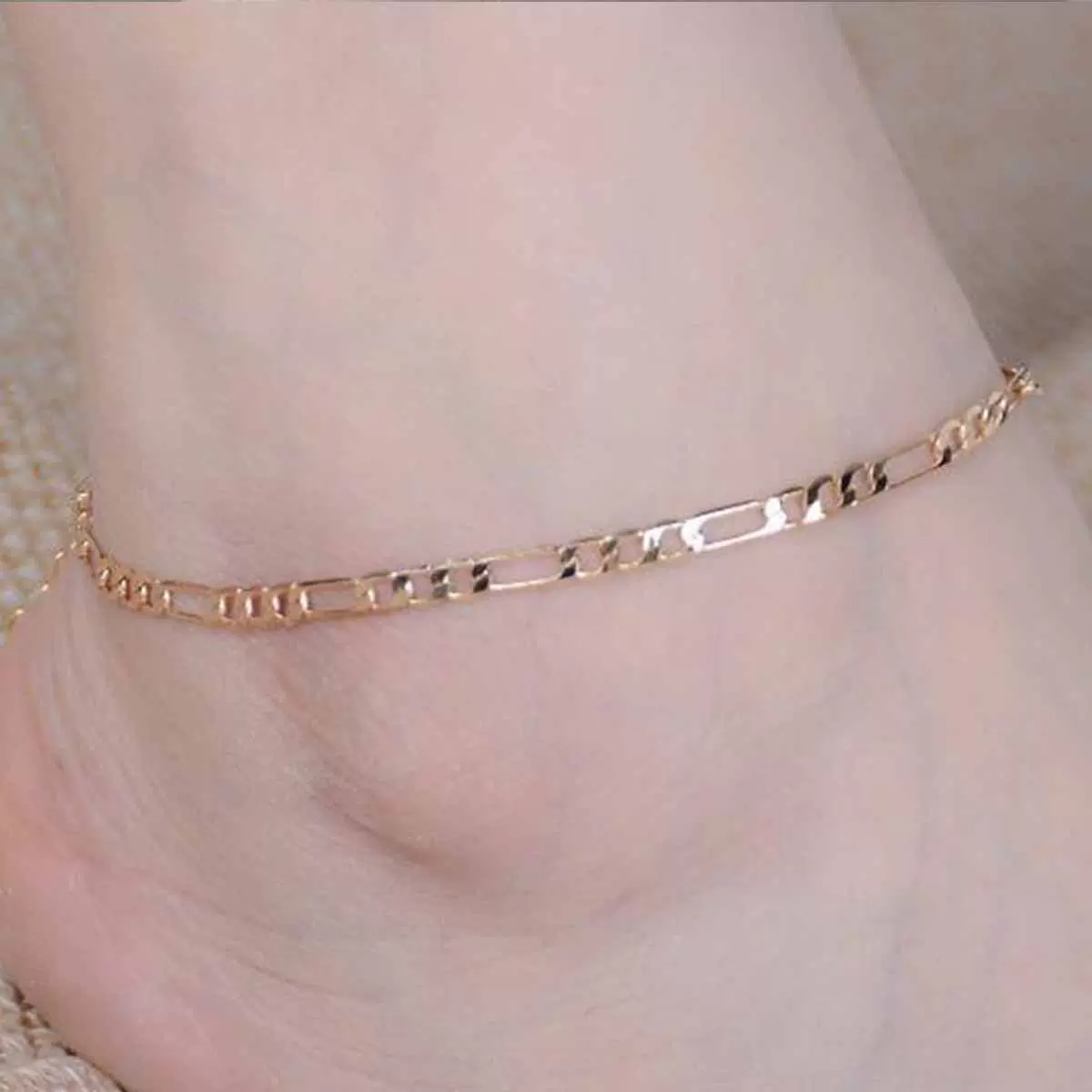 欧美外贸饰品 时尚简约百搭款 金属链条女士脚链叫裸链