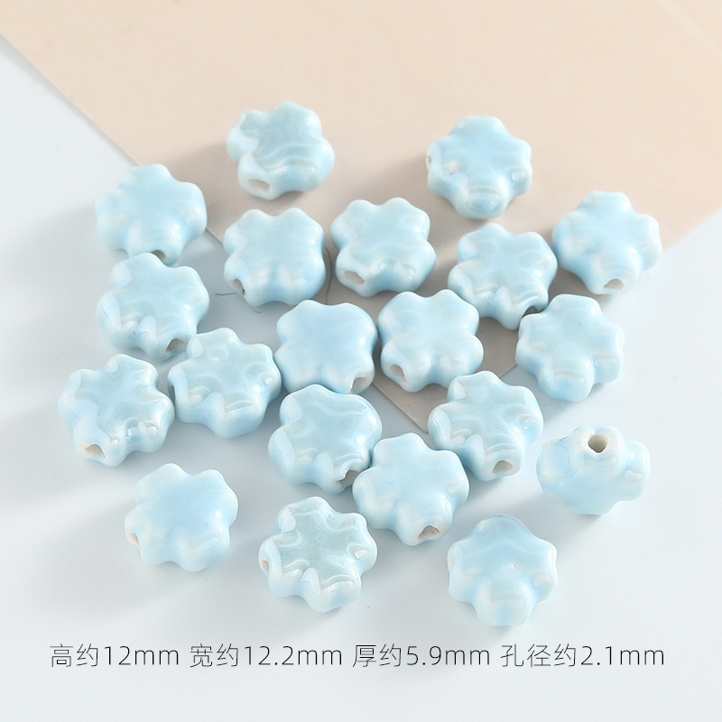 糖果色电镀陶瓷四叶草串珠手工diy饰品散珠手链手机链材料陶瓷珠|undefined