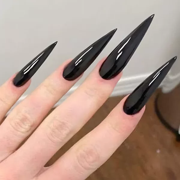 European and American wear nail long pointed dark series fake nail detachable solid color nail patch factory finished product wholesale