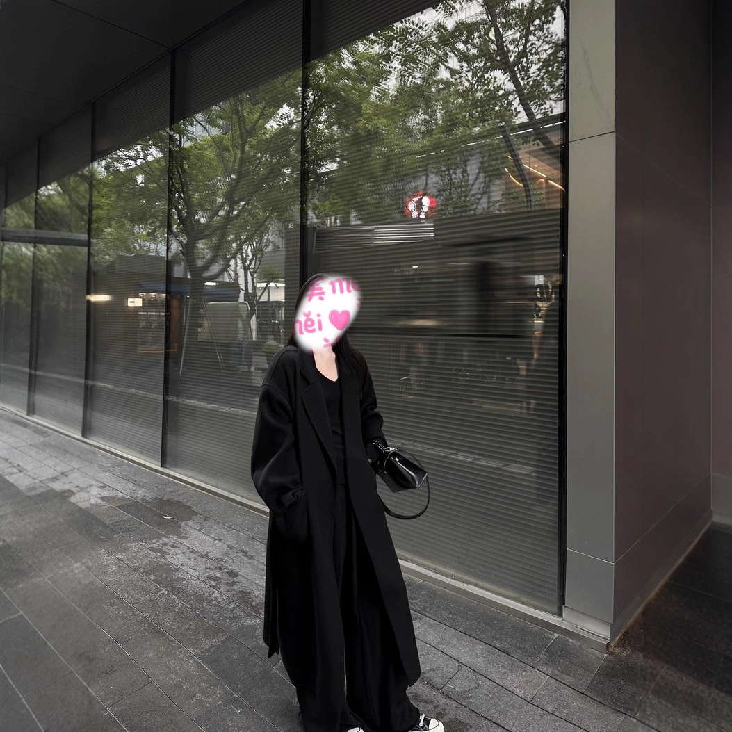 New Autumn and Winter Slimming Double-Sided Wool Coat for Women, Korean Style Lazy Long Coat with Elegant Robe Style Wool Jacket for Women