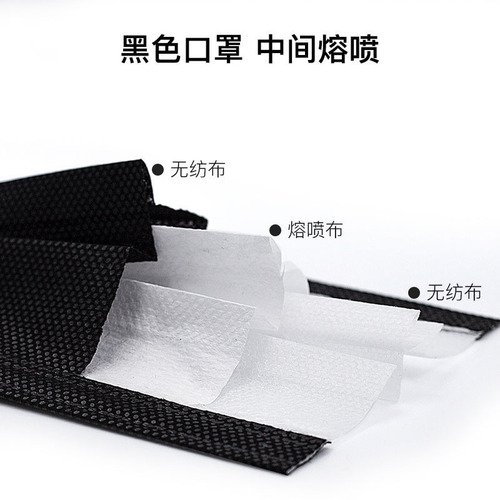 Manufacturer's direct shipment, disposable, individually packaged, black, three-layer dust-proof non-woven fabric, 50 pieces per box