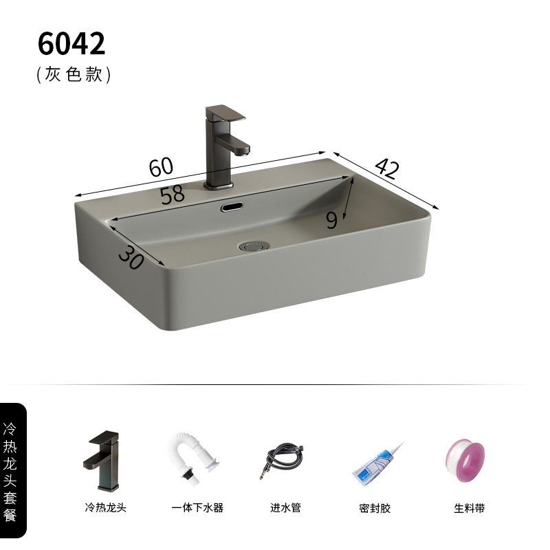 6042 grifo de lavabo de cerámica gris