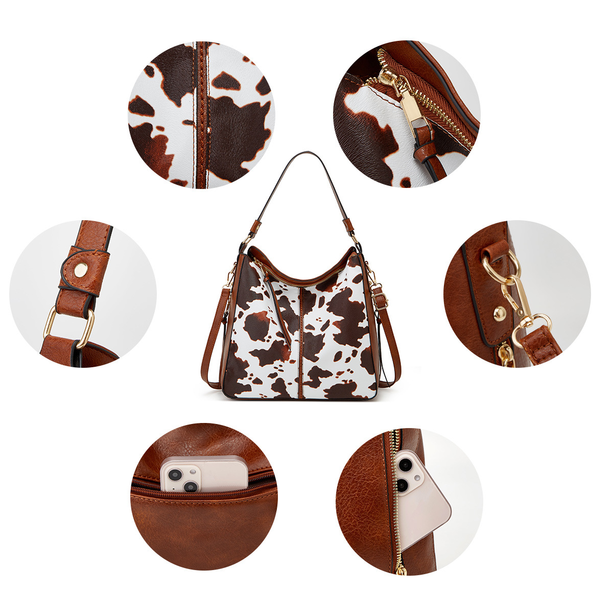 Women's All Seasons Pu Leather Leopard Streetwear Square Zipper Shoulder Bag display picture 2