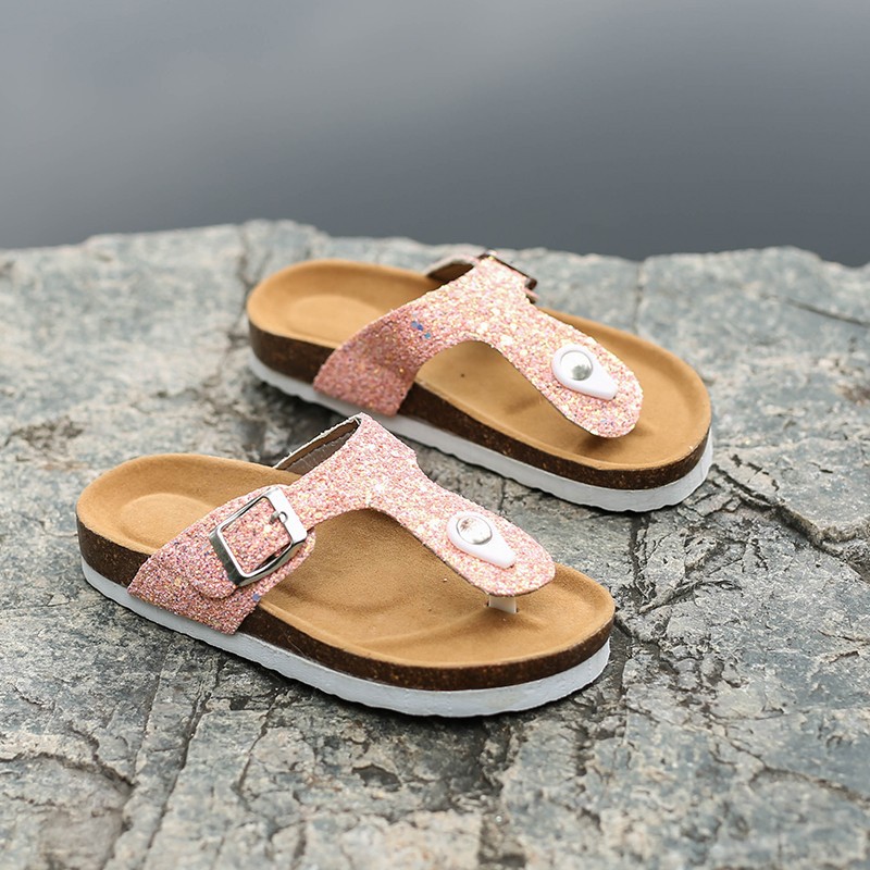 New large-sized women's sandals for foreign trade, colorful ice crystal water diamond cork slippers, Korean-style fashionable herd-shaped slippers for women undefined