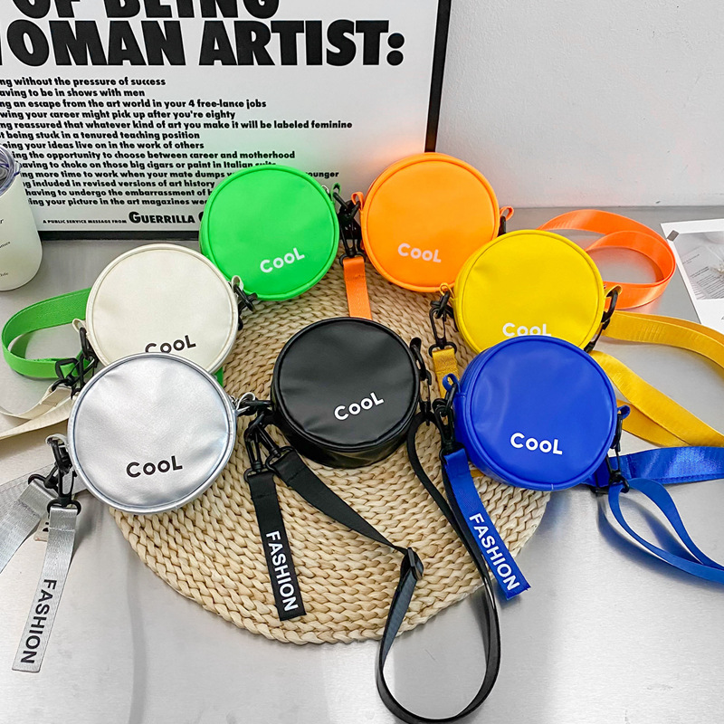 Bolso de hombro para niños y niños de moda estilo coreano creativo redondo letra de estilo occidental bolso de mensajero para niños nuevo mini bolso para niños