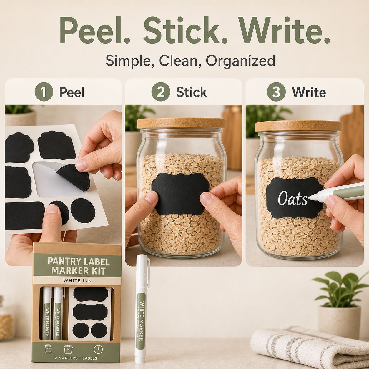 Cross-border kitchen food storage labeling set with markers and stickers for home organization and classification