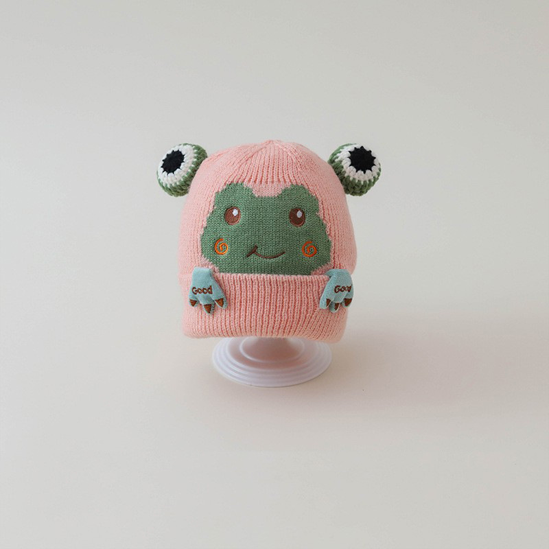 Sombreros para bebés otoño y invierno lindos de dibujos animados bebés gorras de lana de punto gruesas calientes protectoras de oídos para bebés y niños pequeños gorras