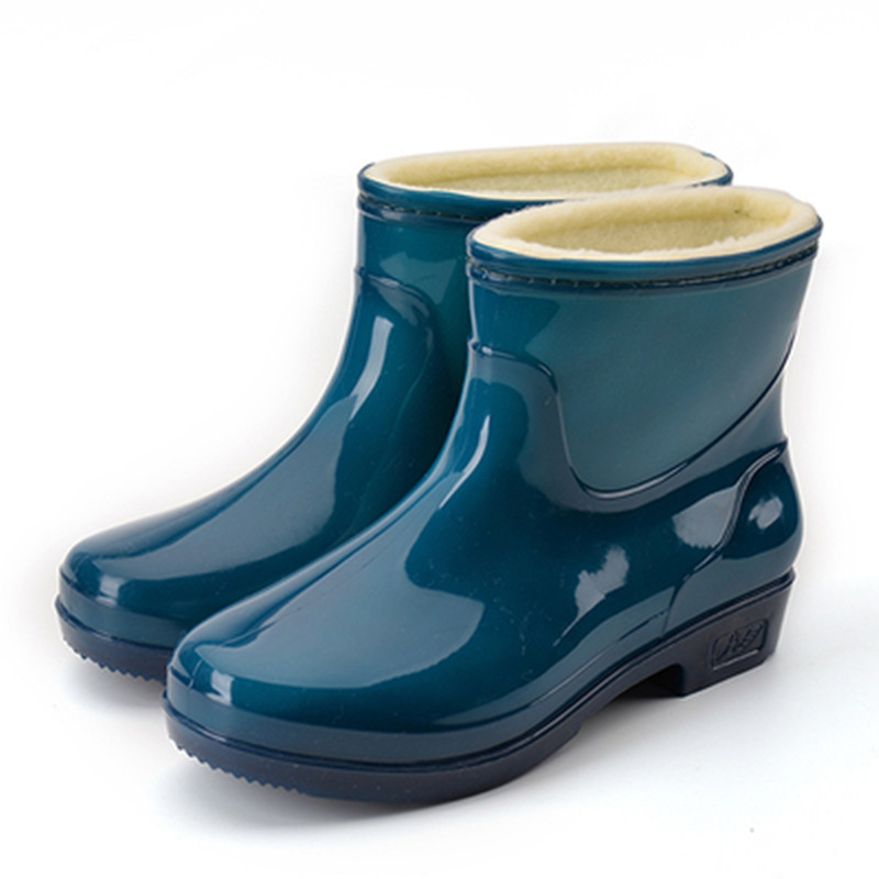 Casual Fashion Fleece-Lined Women's Warm Winter Waterproof Rain Boots Water Shoes Rain Boots Short Cotton Women's Boots