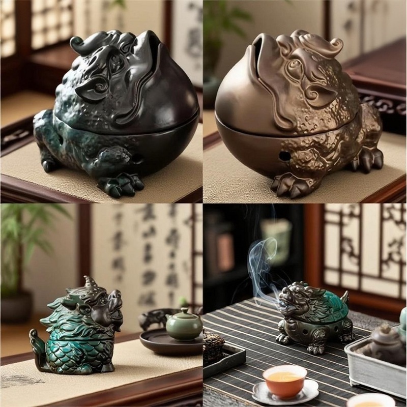 さまざまなレトロな香炉、キリンと瑞獣、陶磁器工芸品、創造的な新しい中国風のアロマセラピー炉、禅の熱い販売|undefined