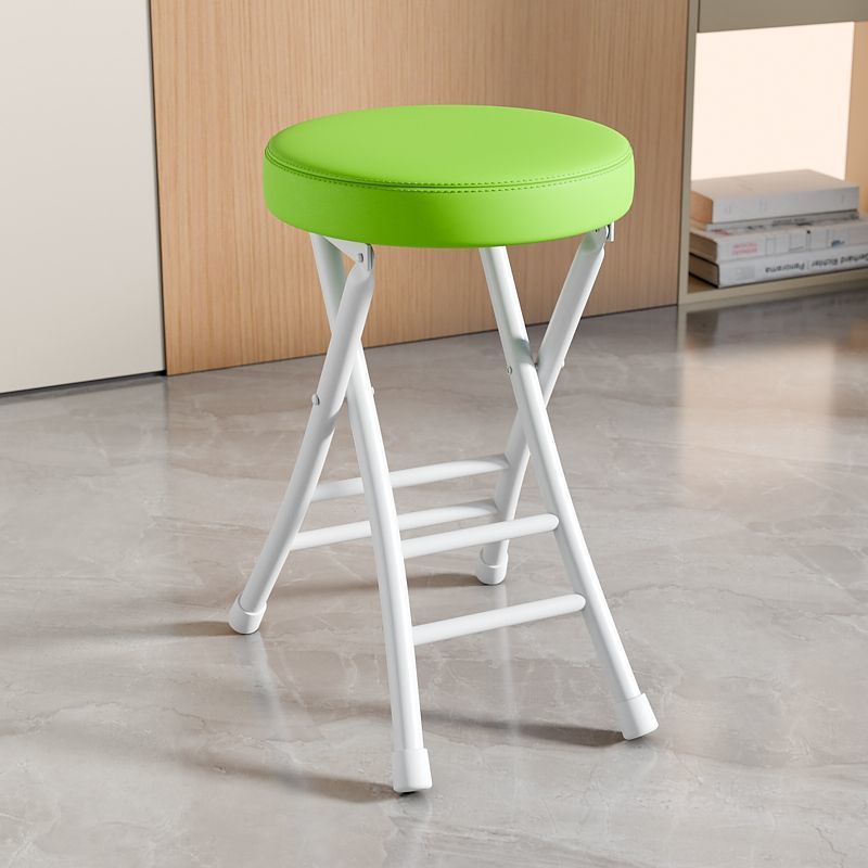[두꺼운 쿠션] 흰색 프레임과 녹색 표면 접이식 스툴