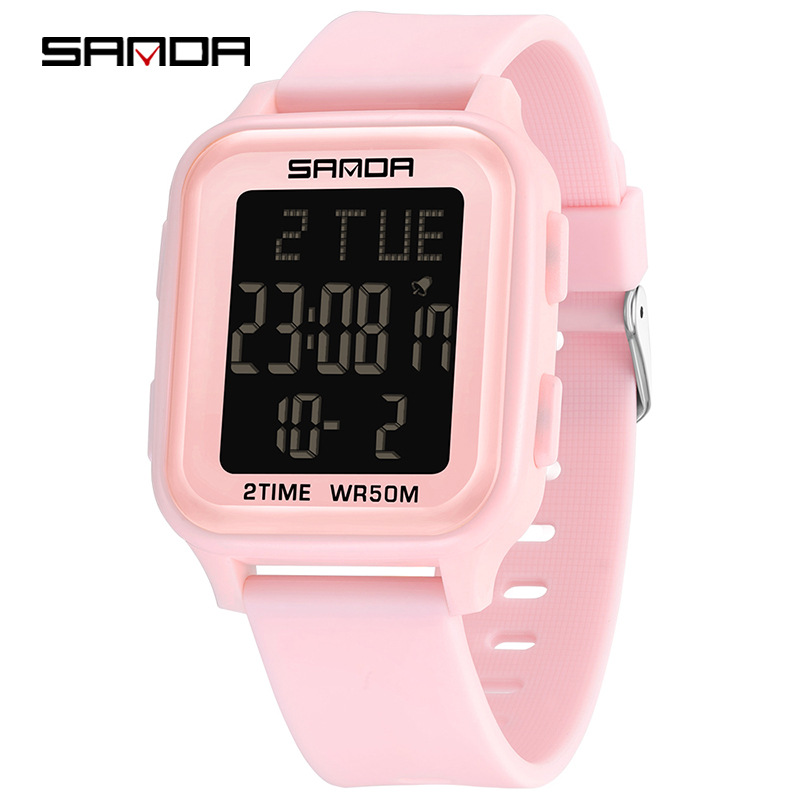Sanda reloj electrónico de moda de estudiantes de secundaria secundaria, reloj multifuncional, reloj despertador, reloj electrónico de pantalla única