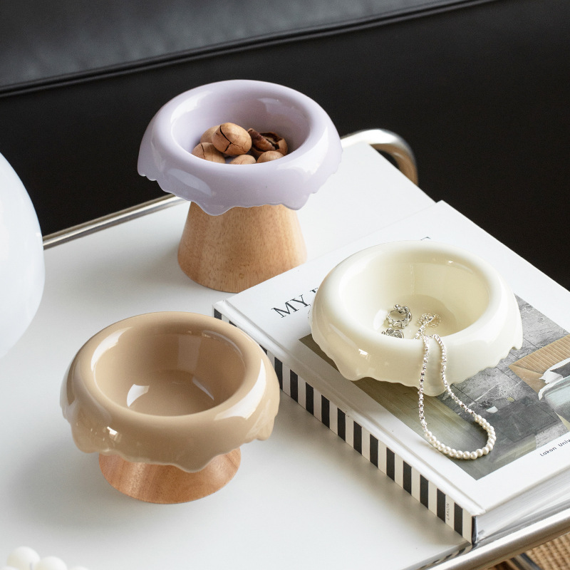 De alto aspecto de cerámica lindo aperitivo yogur de frutas desayuno postre tazón helado ensalada tazón pasillo joyería almacenamiento tazón