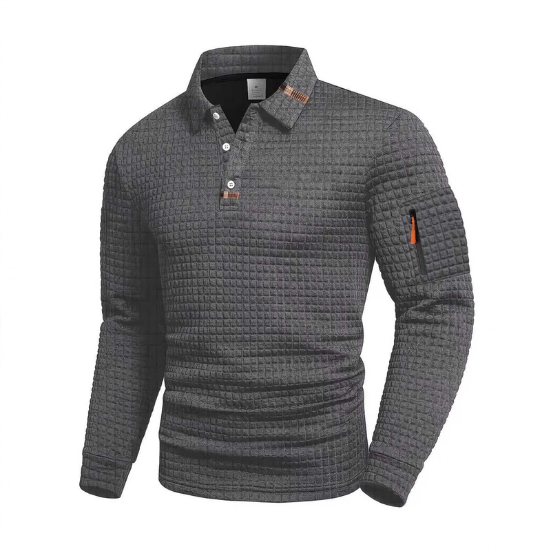Cross-Border Amazon European and American Men's Lapel Splicing Pocket Zipper Decorative Polo Shirt Suitable for Daily Leisure Sports
